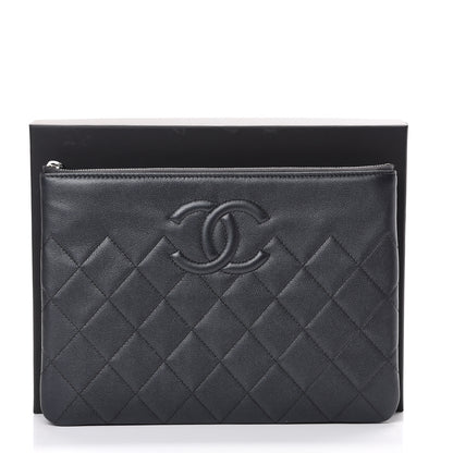Chanel Metallic Caviar Quilted Medium Maxi CC Cosmetic Case Dark Grey 7 of 7