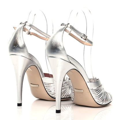 Gucci Metallic Nappa Allie Knot Sandals 38 Silver 4 of 10