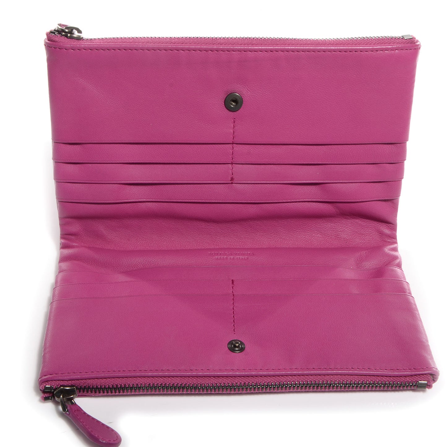 Nappa Intrecciato Double Zip Clutch Wallet Ametista