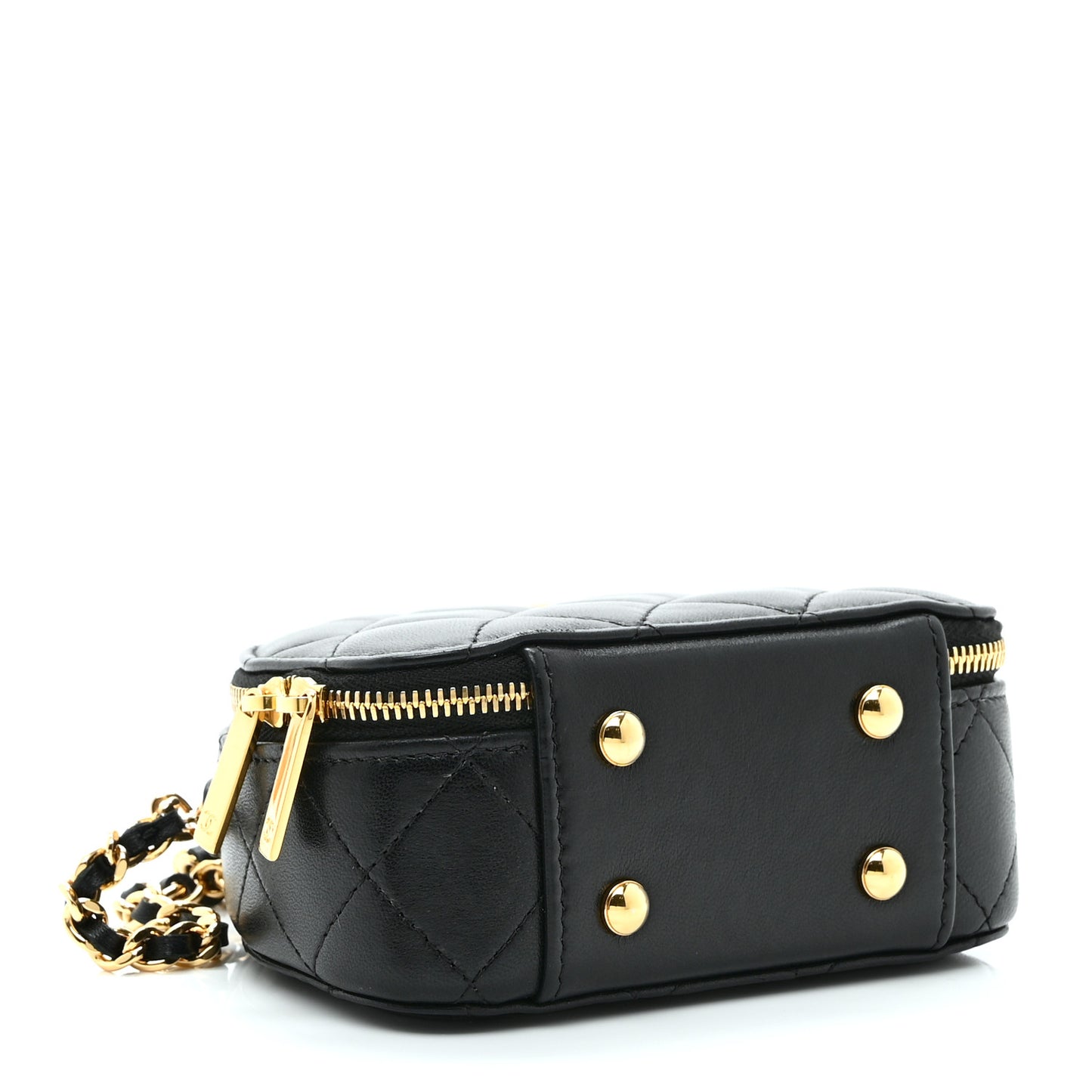 Lambskin Quilted Mini Chic Riviera Top Handle Vanity Case Black