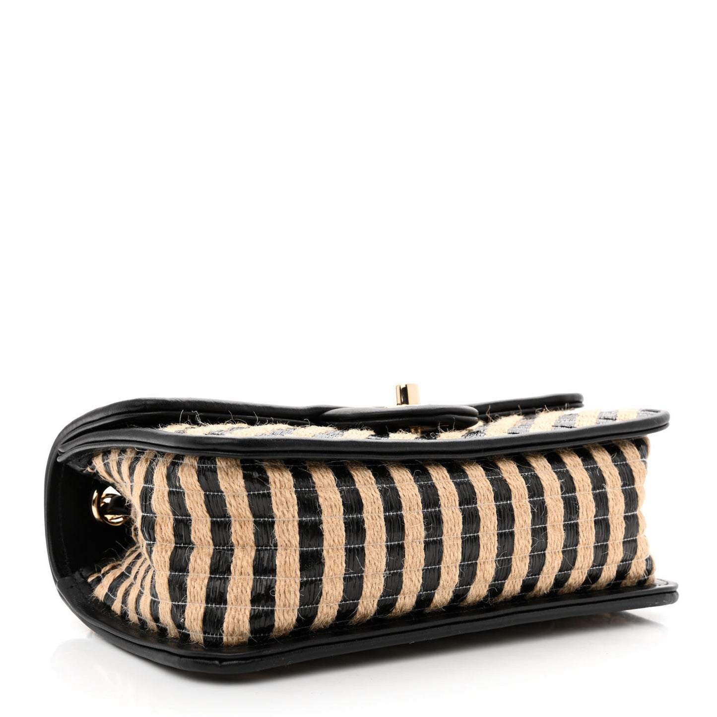 Raffia Jute Striped Small Urban Jungle Single Flap Black Beige