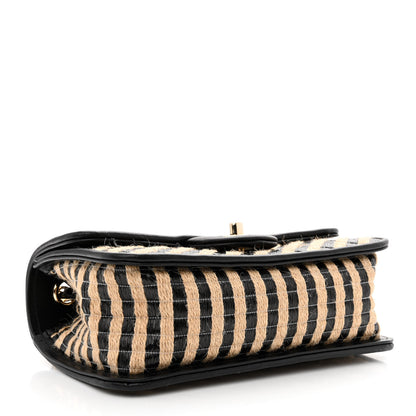 Chanel Raffia Jute Striped Small Urban Jungle Single Flap Black Beige 4 of 11