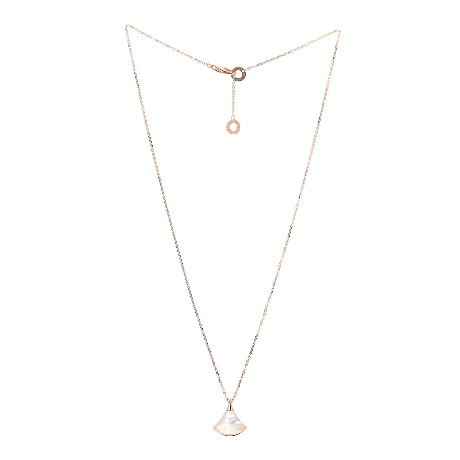 Bulgari 18K Rose Gold Diamond Mother of Pearl Small Divas' Dream Pendant Necklace 3 of 6