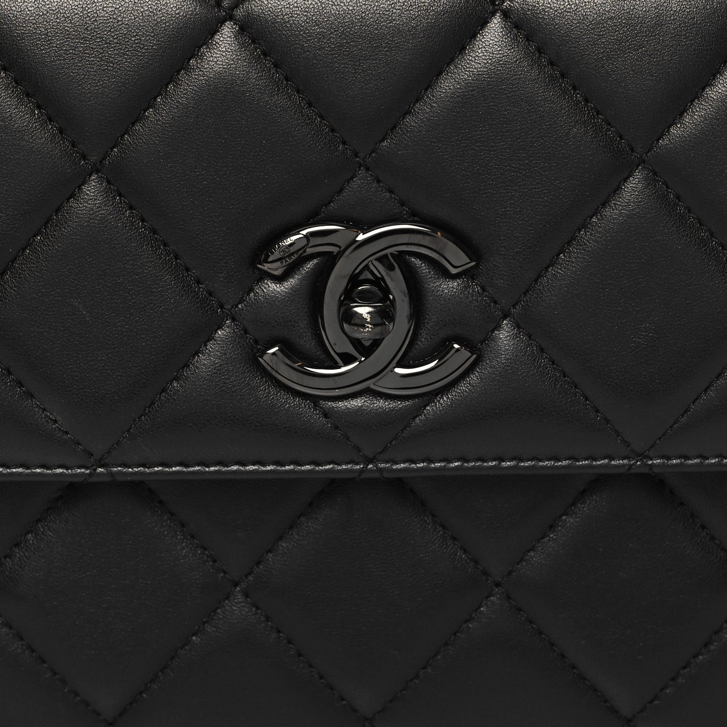 Lambskin Quilted Small Trendy CC Dual Handle Flap Bag So Black