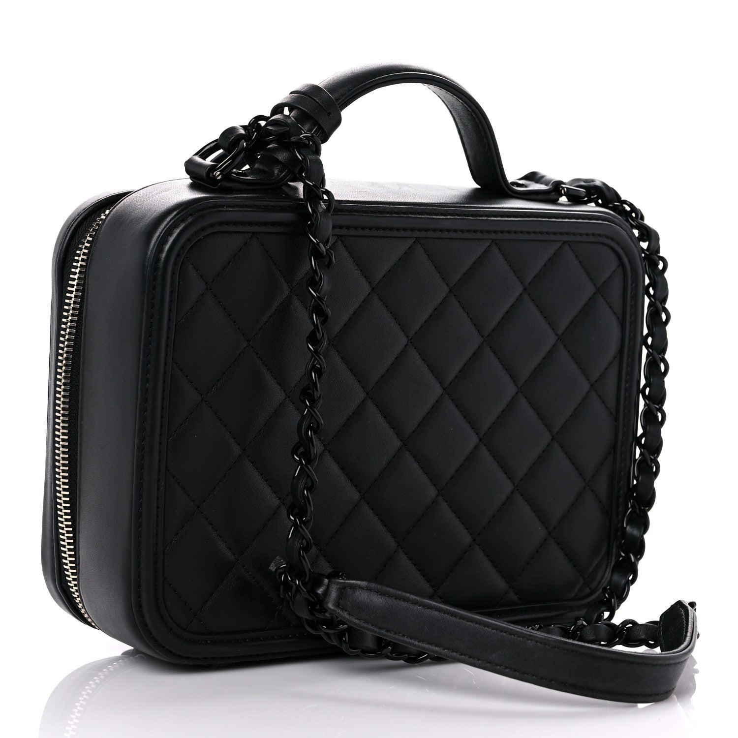 Chanel Lambskin Quilted Medium CC Filigree Vanity Case Black 3 of 22