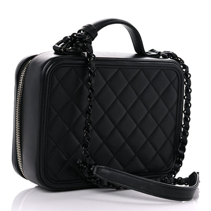 Chanel Lambskin Quilted Medium CC Filigree Vanity Case Black 3 of 22