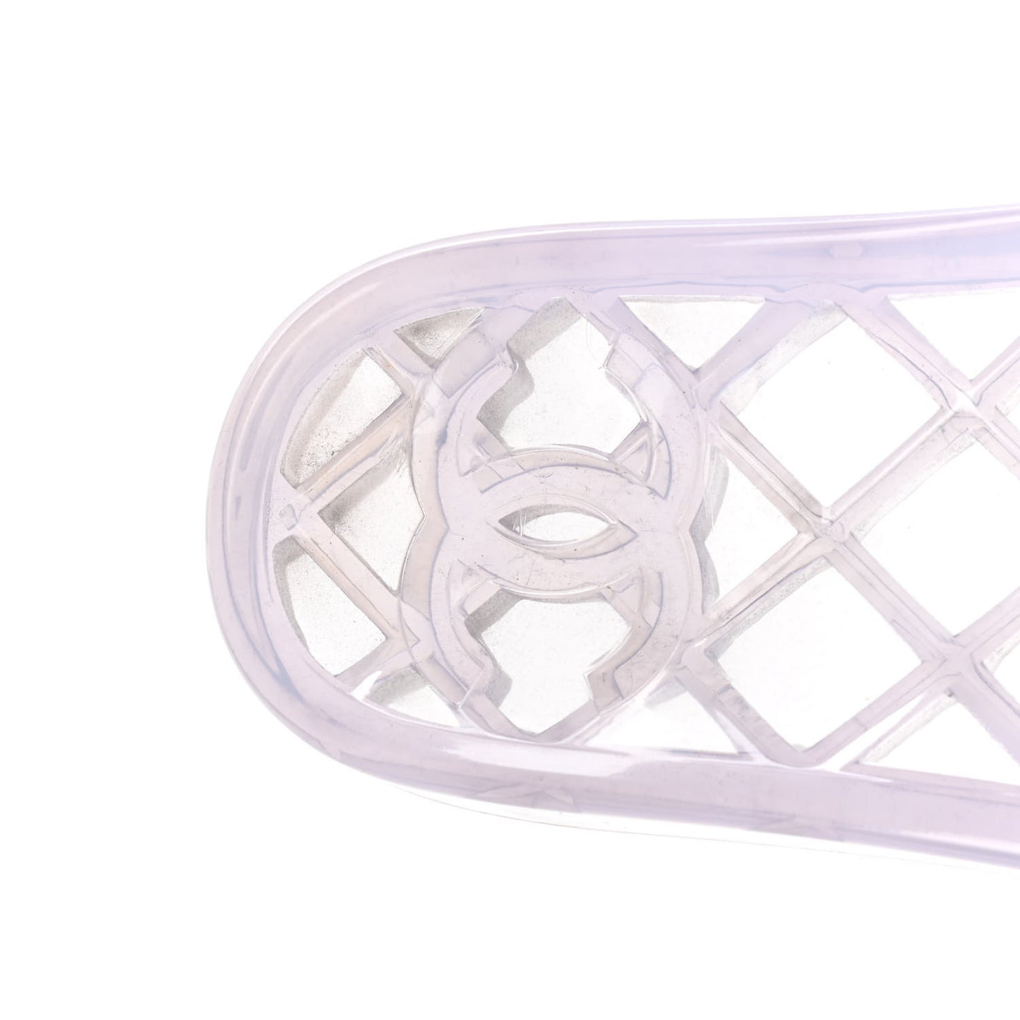 PVC Transparent CC Flat Slide Sandals 41 White