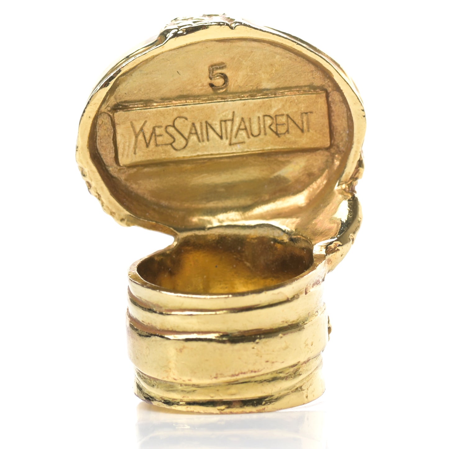 Glass Cabochon Arty Ovale Ring 5 Gold Blue