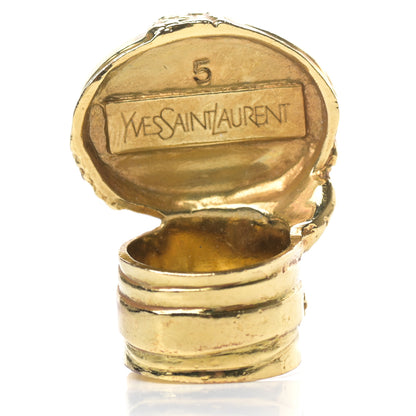Saint Laurent Glass Cabochon Arty Ovale Ring 5 Gold Blue 3 of 4