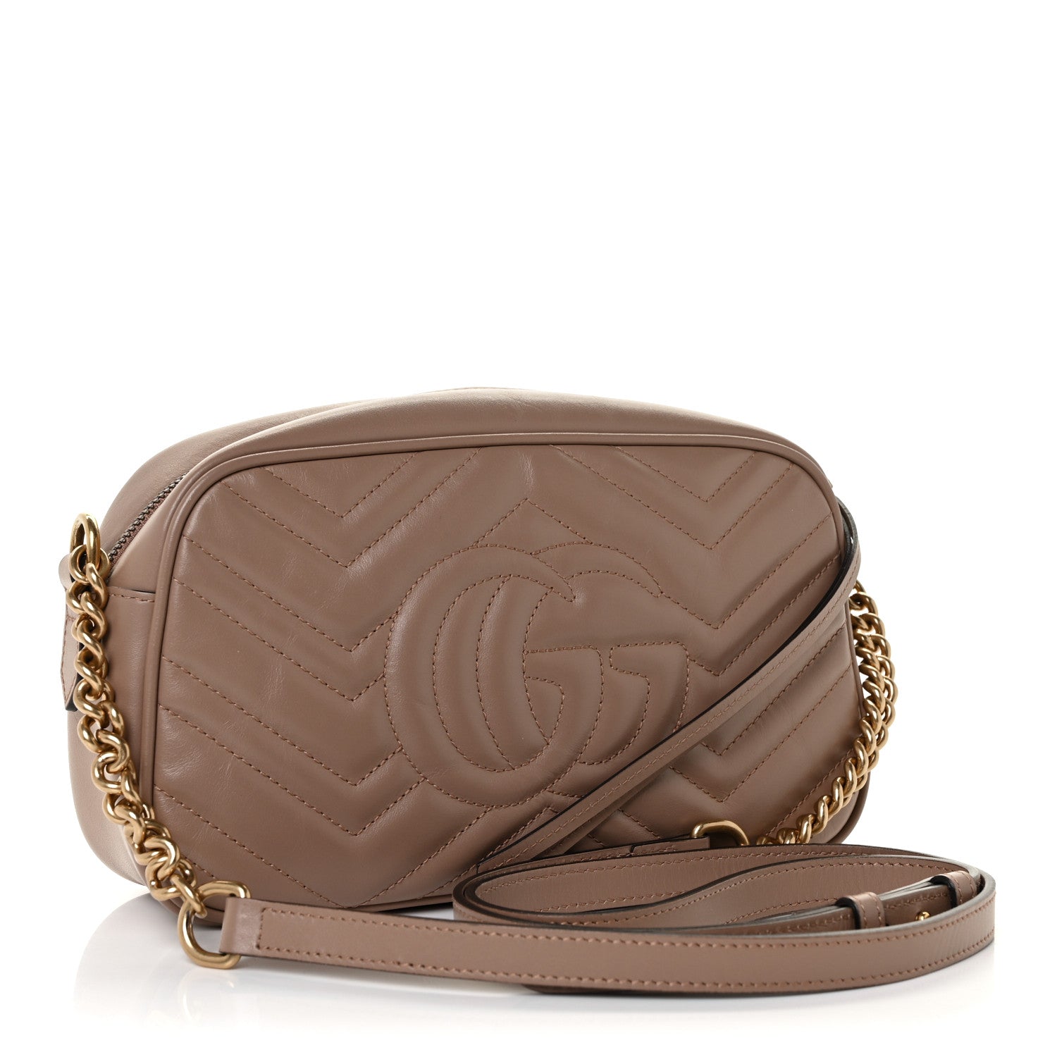 Gucci Calfskin Matelasse Small GG Marmont Chain Shoulder Bag Porcelain Rose 3 of 11