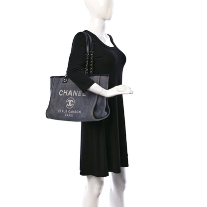 Chanel Canvas Small Deauville Tote Blue 3 of 11