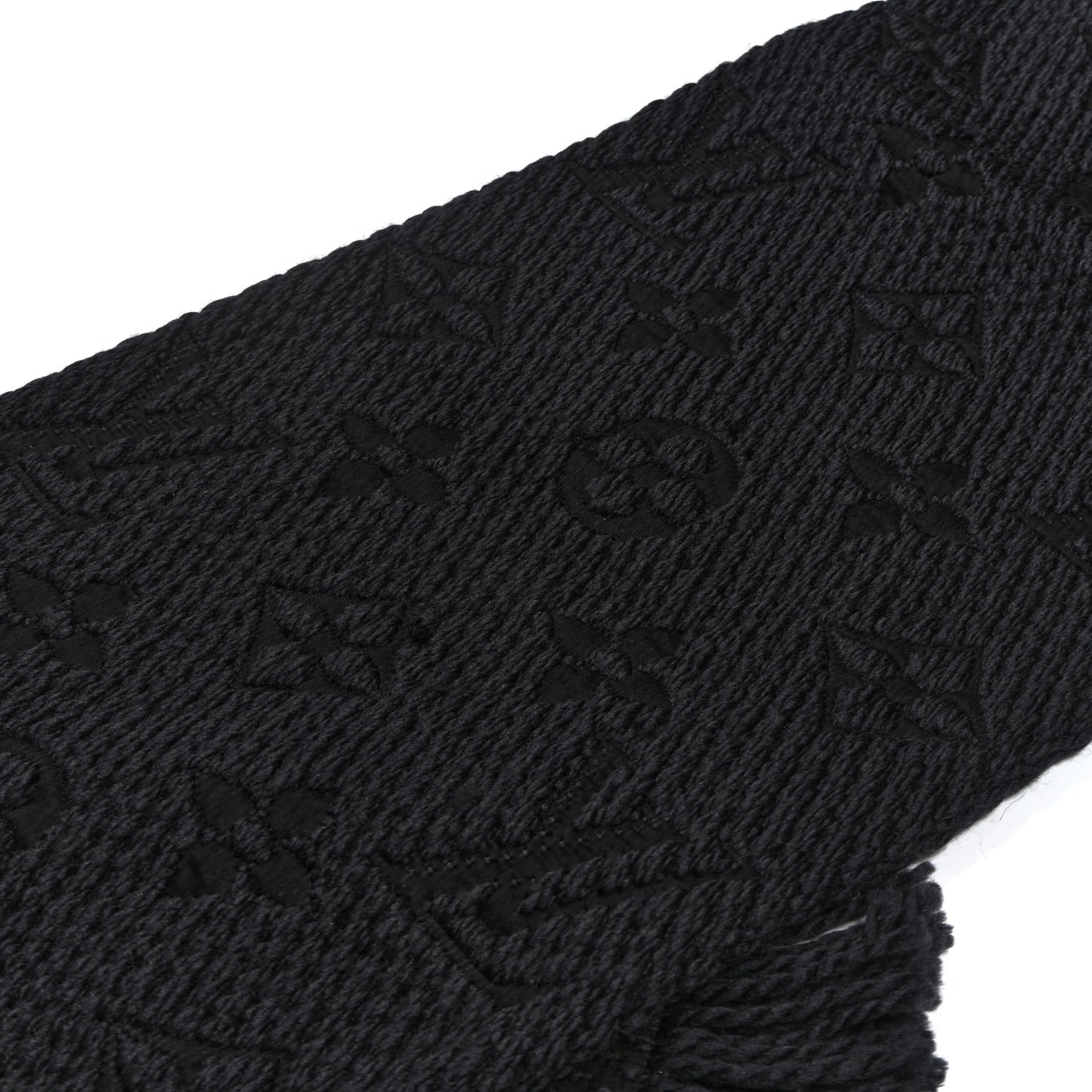 Wool Silk Logomania Scarf Charcoal Grey
