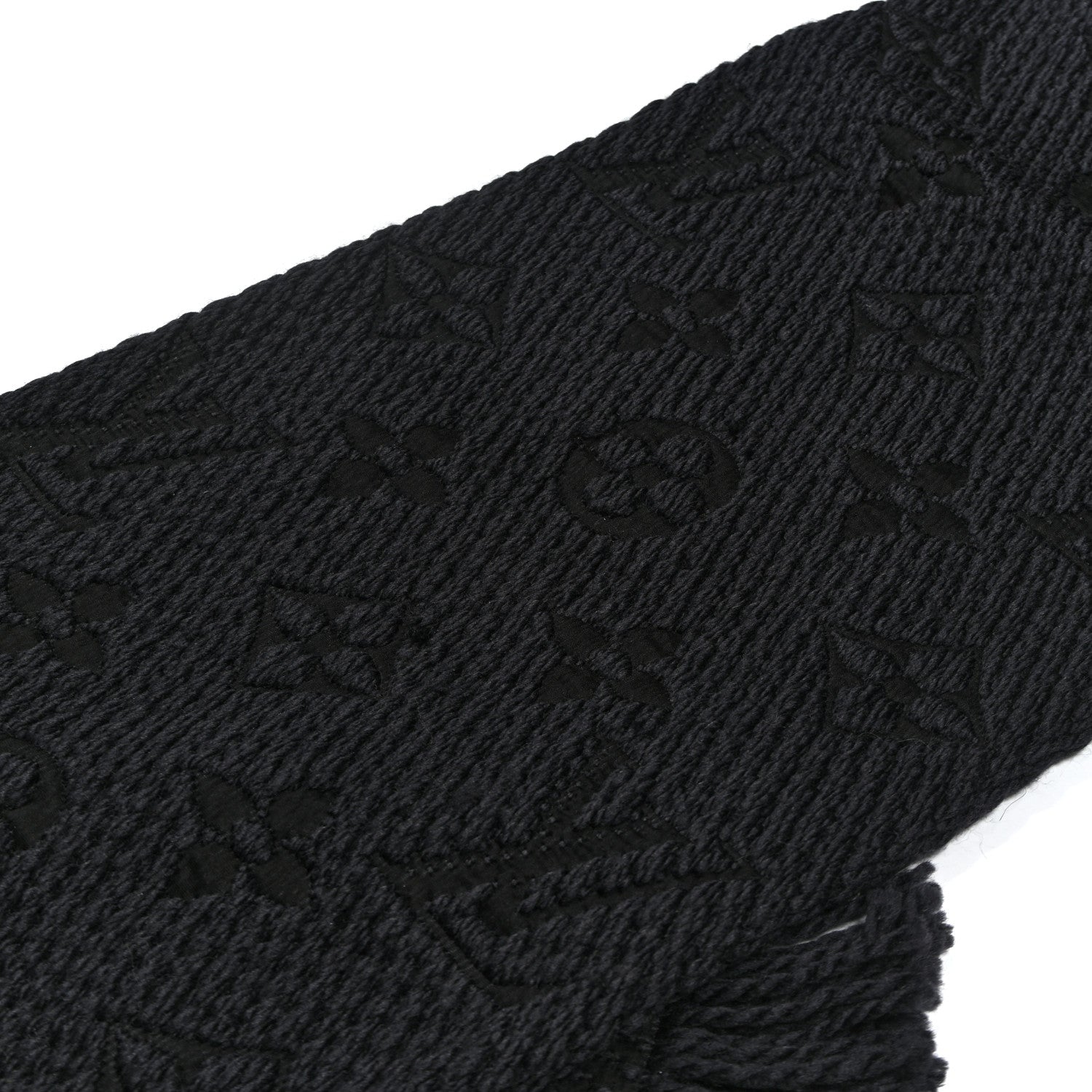 Louis Vuitton Wool Silk Logomania Scarf Charcoal Grey 4 of 4
