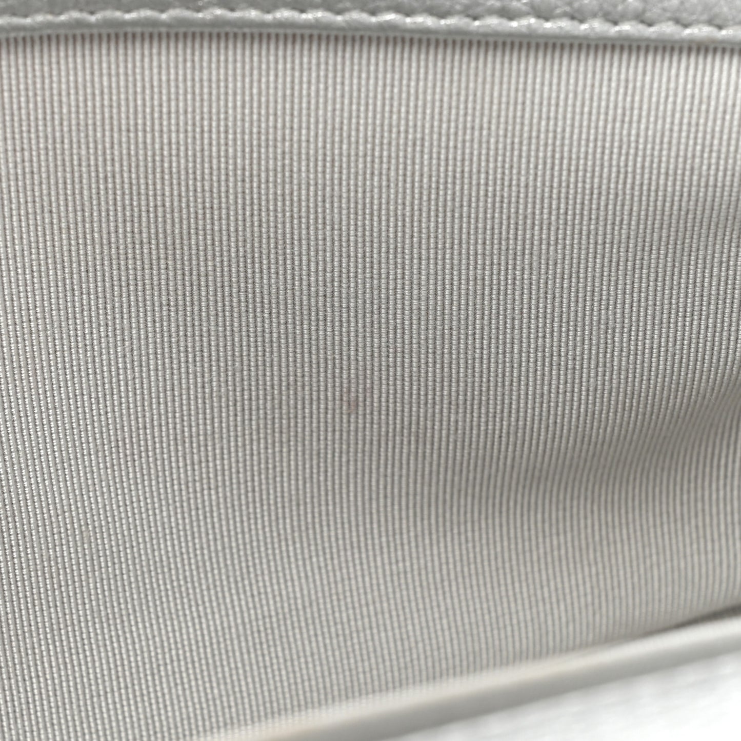 Metallic Calfskin Camellia Quilted Small Boy Flap Silver