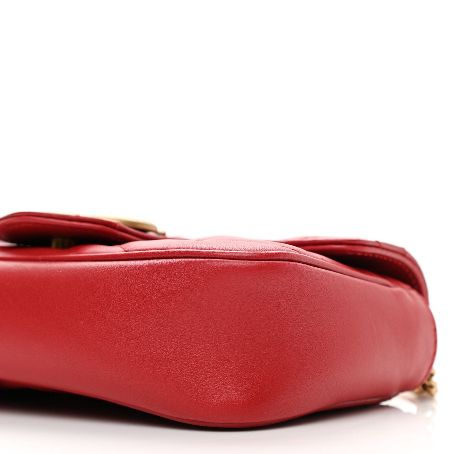 Calfskin Matelasse Super Mini GG Marmont Shoulder Bag Hibiscus Red