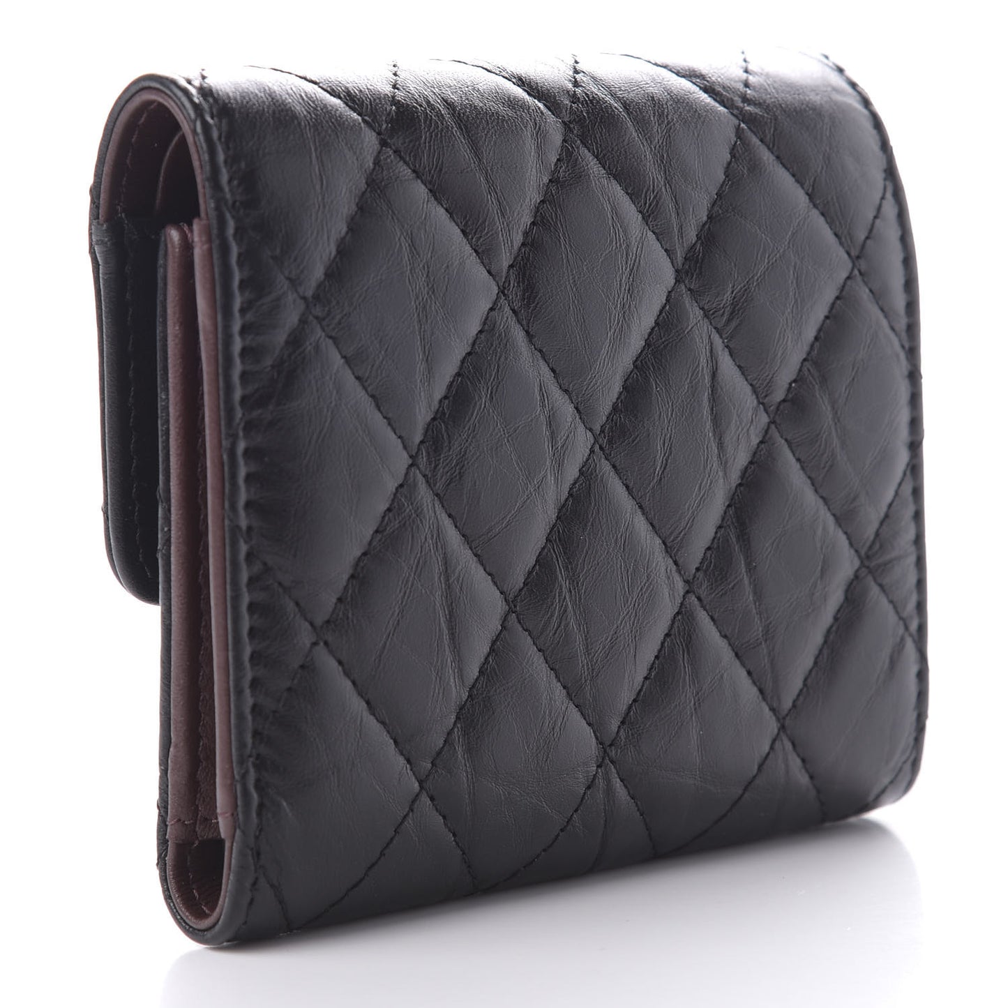 Aged Calfskin Quilted Reissue Compact Wallet Black