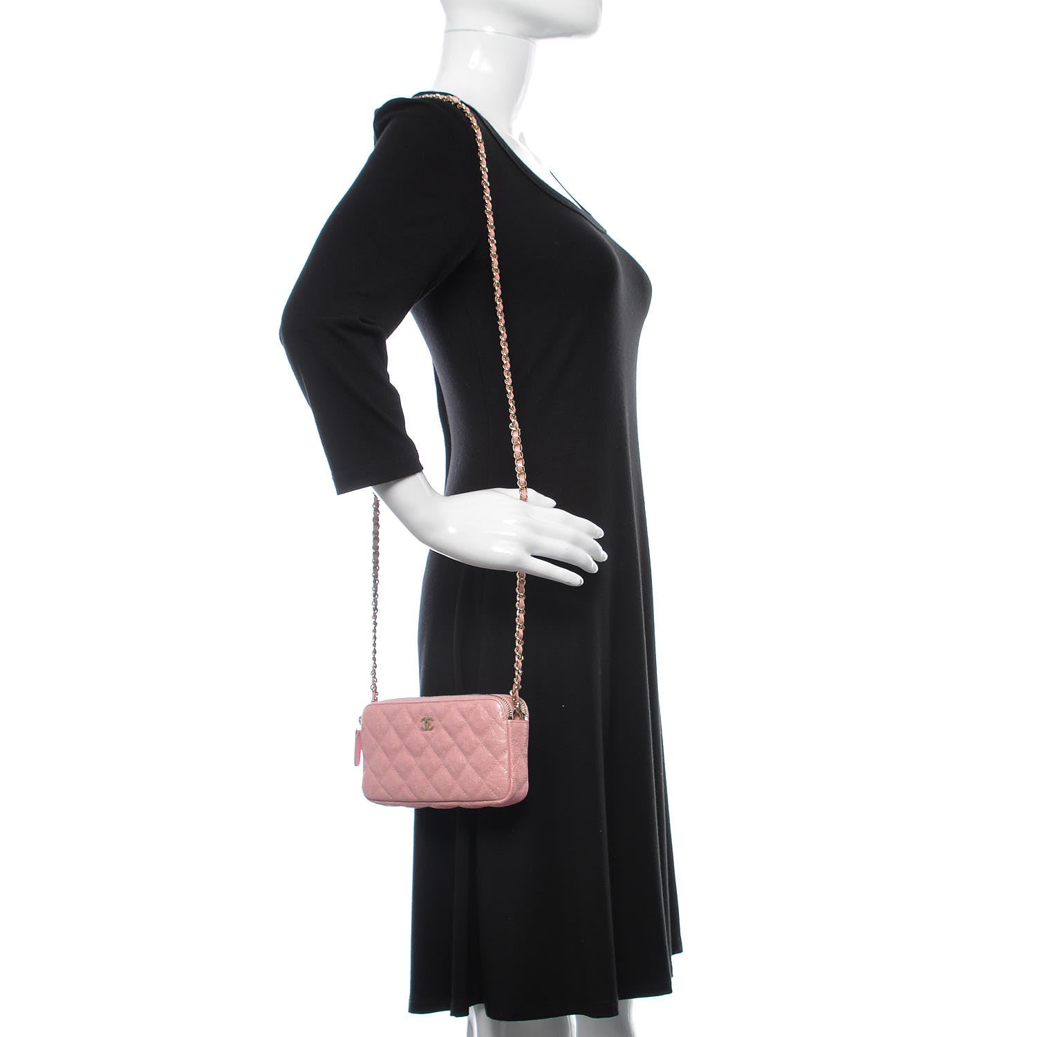 Chanel Iridescent Caviar Quilted Small Clutch With Chain Pink 2 of 13