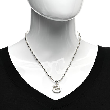 Gucci Sterling Silver Interlocking GG Pendant Beaded Necklace 2 of 4