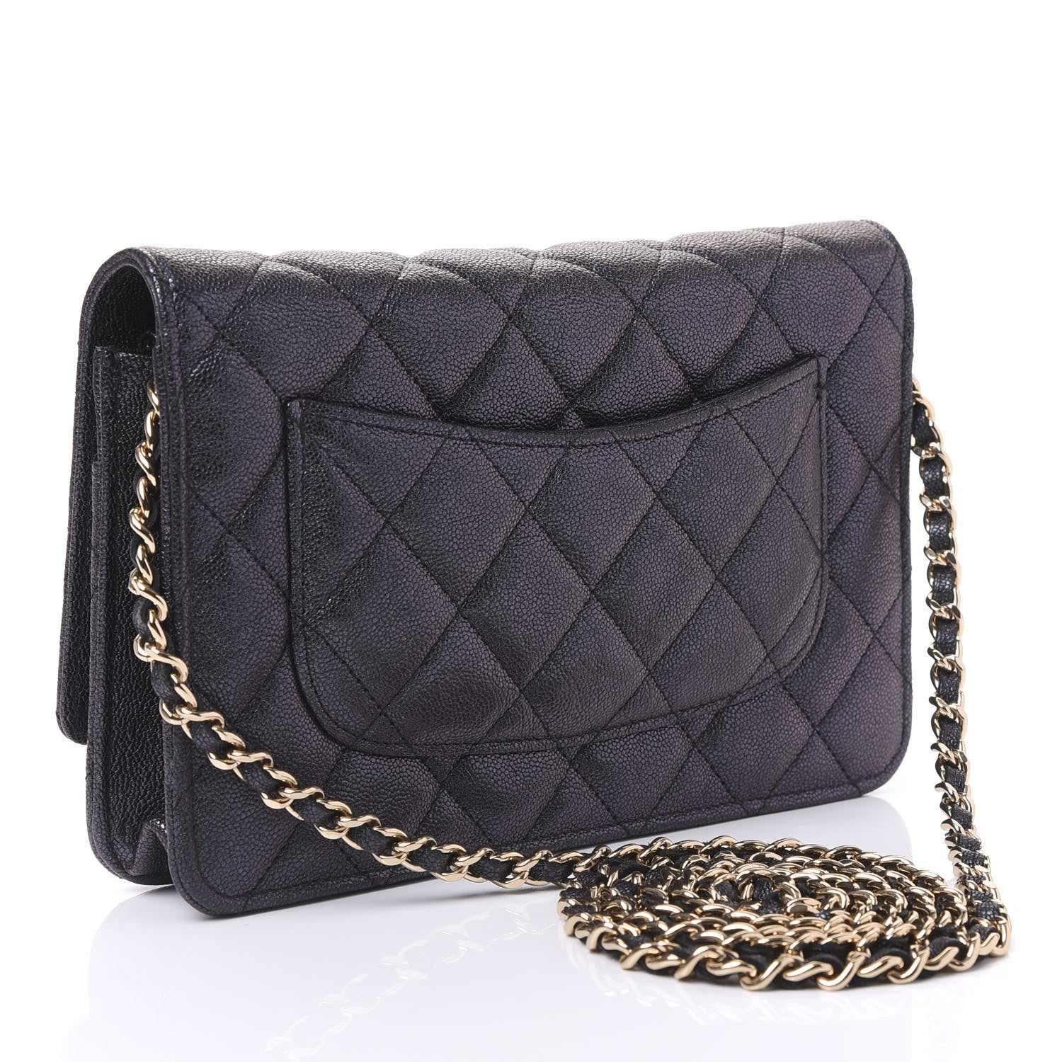 Chanel Iridescent Caviar Quilted Wallet On Chain WOC Black 2 of 11