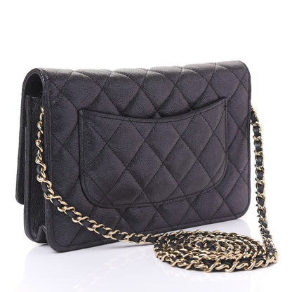 Chanel Iridescent Caviar Quilted Wallet On Chain WOC Black 2 of 11