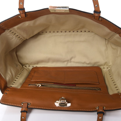 Valentino Garavani Textured Calfskin Medium Rockstud Tote Camel 5 of 8