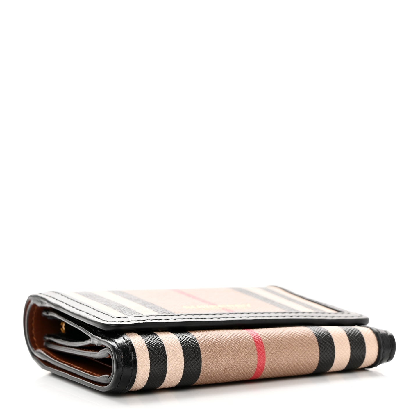 E-Canvas Icon Stripe Small Folding Wallet Archive Beige