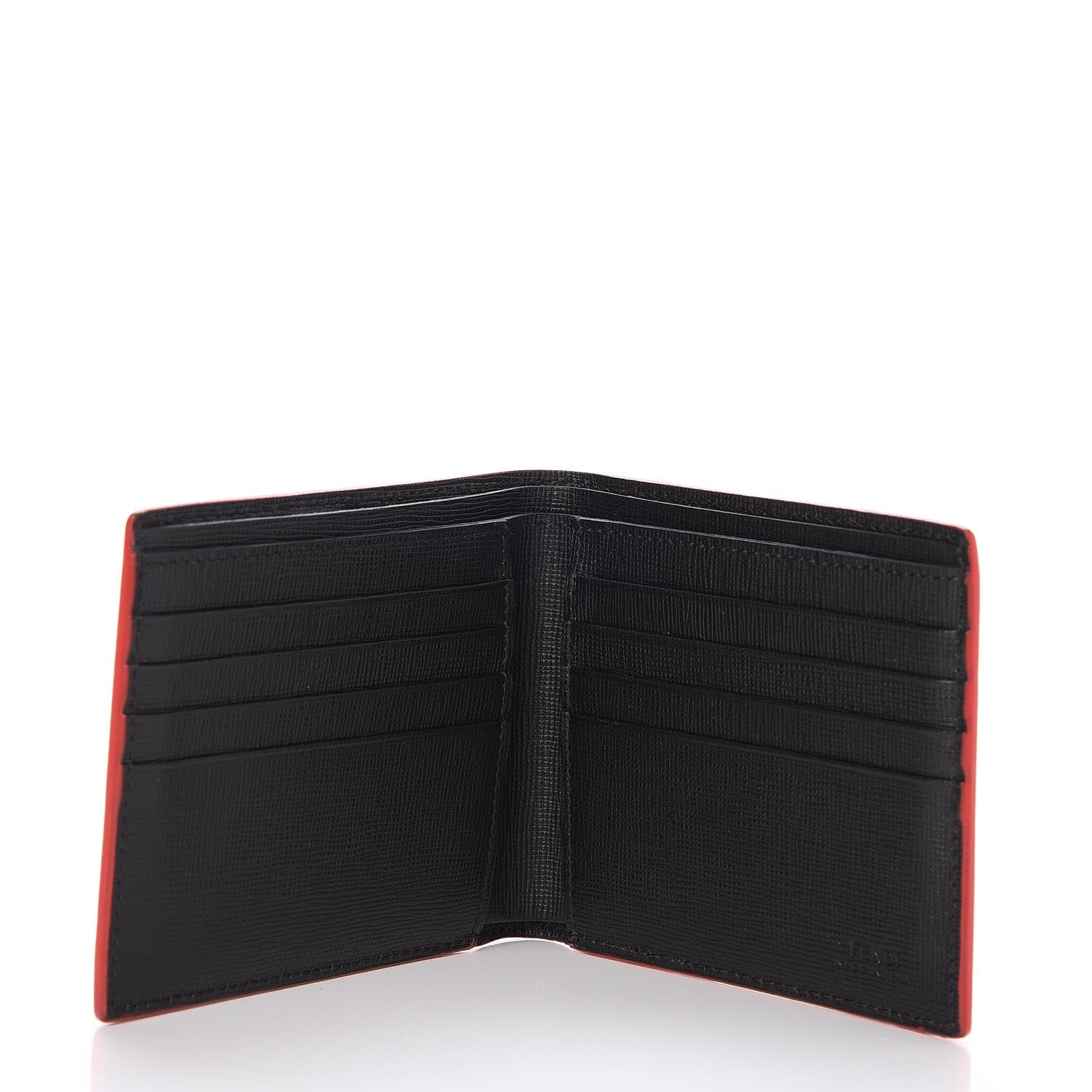 Fendi Vitello Elite Flamingo Lightning Monster Eyes Bi-Fold Wallet Rosso White Black 5 of 8