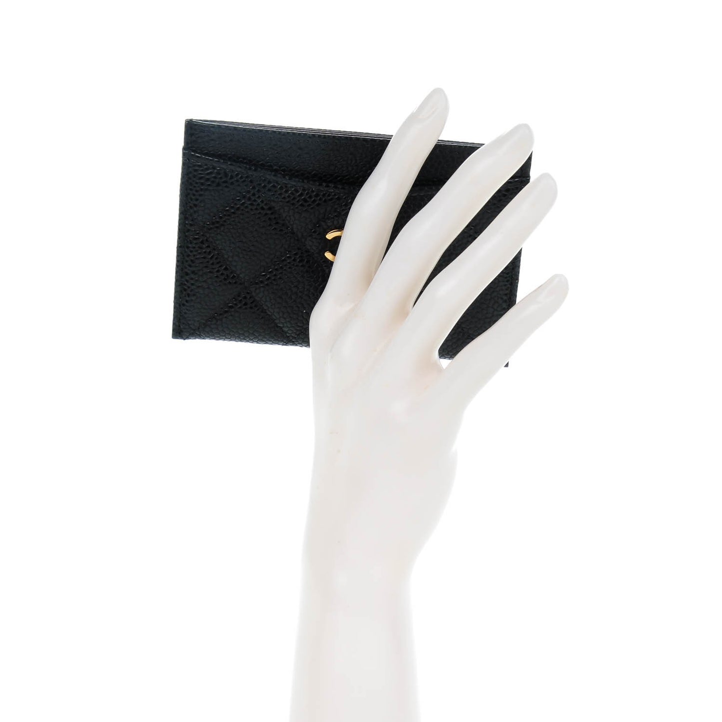Caviar Quilted Card Holder Black