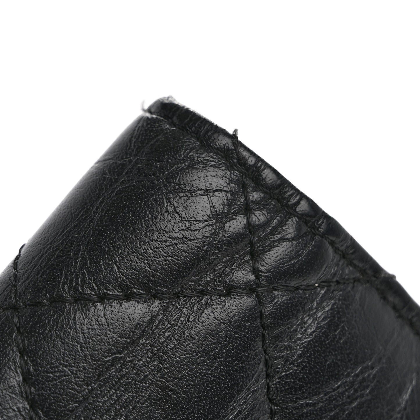 Aged Calfskin Quilted Reissue Yen Wallet Black