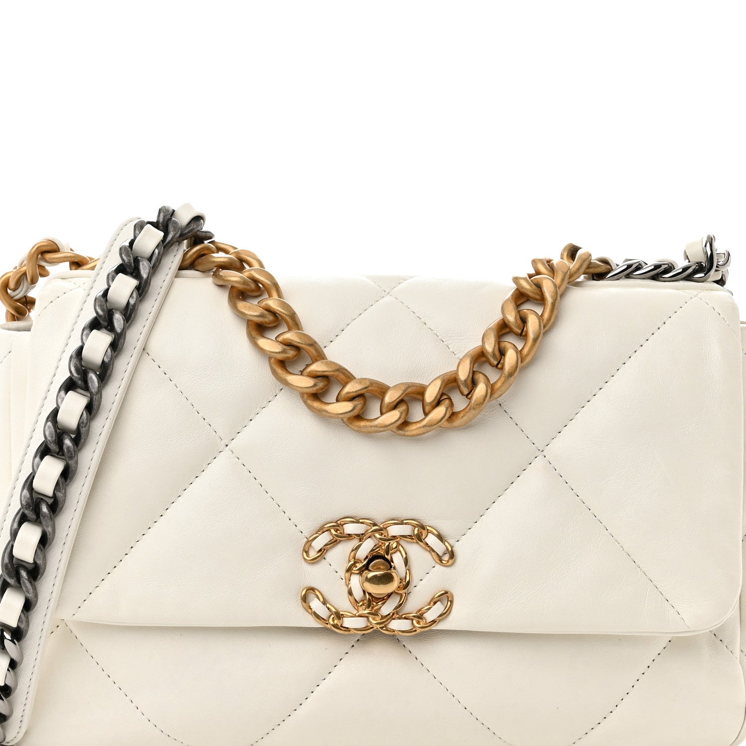 Chanel Lambskin Quilted Medium Chanel 19 Flap White 8 of 11