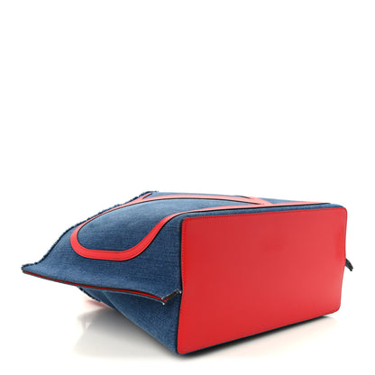 Valentino Garavani Denim Small Escape Tote Blue Red 5 of 12