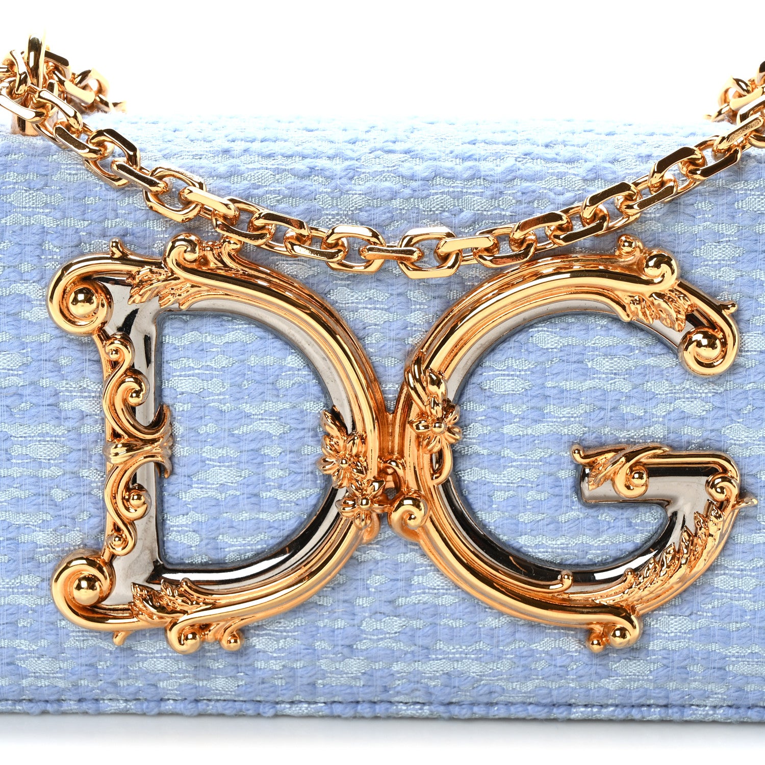 Dolce & Gabbana Calfskin Boucle DG Girls Phone Shoulder Bag Light Blue 7 of 9