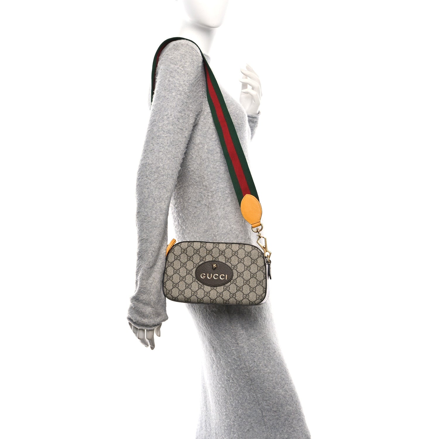 Gucci GG Supreme Monogram Web Neo Vintage Shoulder Bag Beige New Acero Crop 2 of 10
