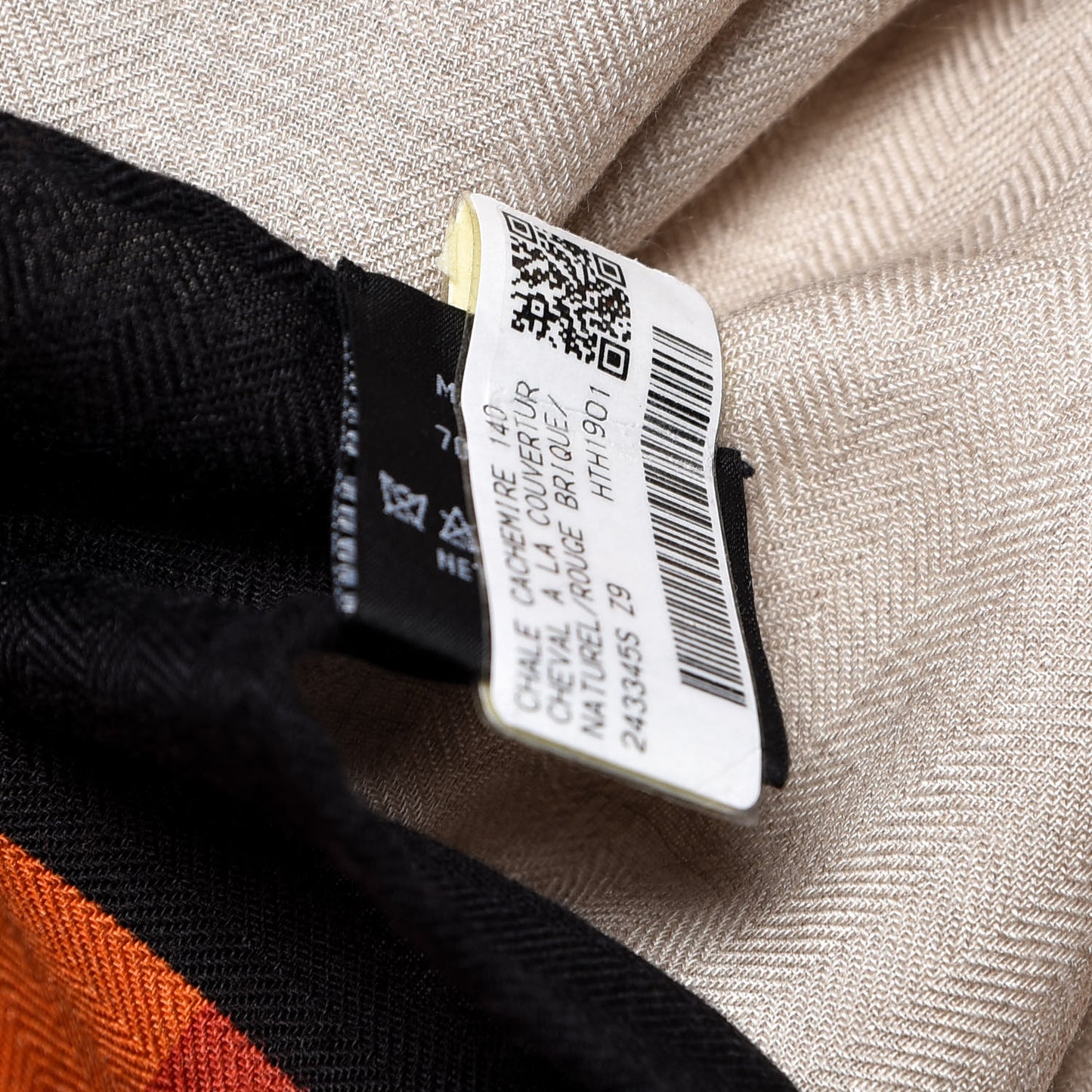 Cashmere Silk Cheval A La Couverture Shawl 140 Naturel Rouge Brique