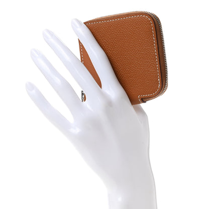 Hermes Epsom Silk'In Coin Purse Gold Bleu Navy Beige 2 of 7
