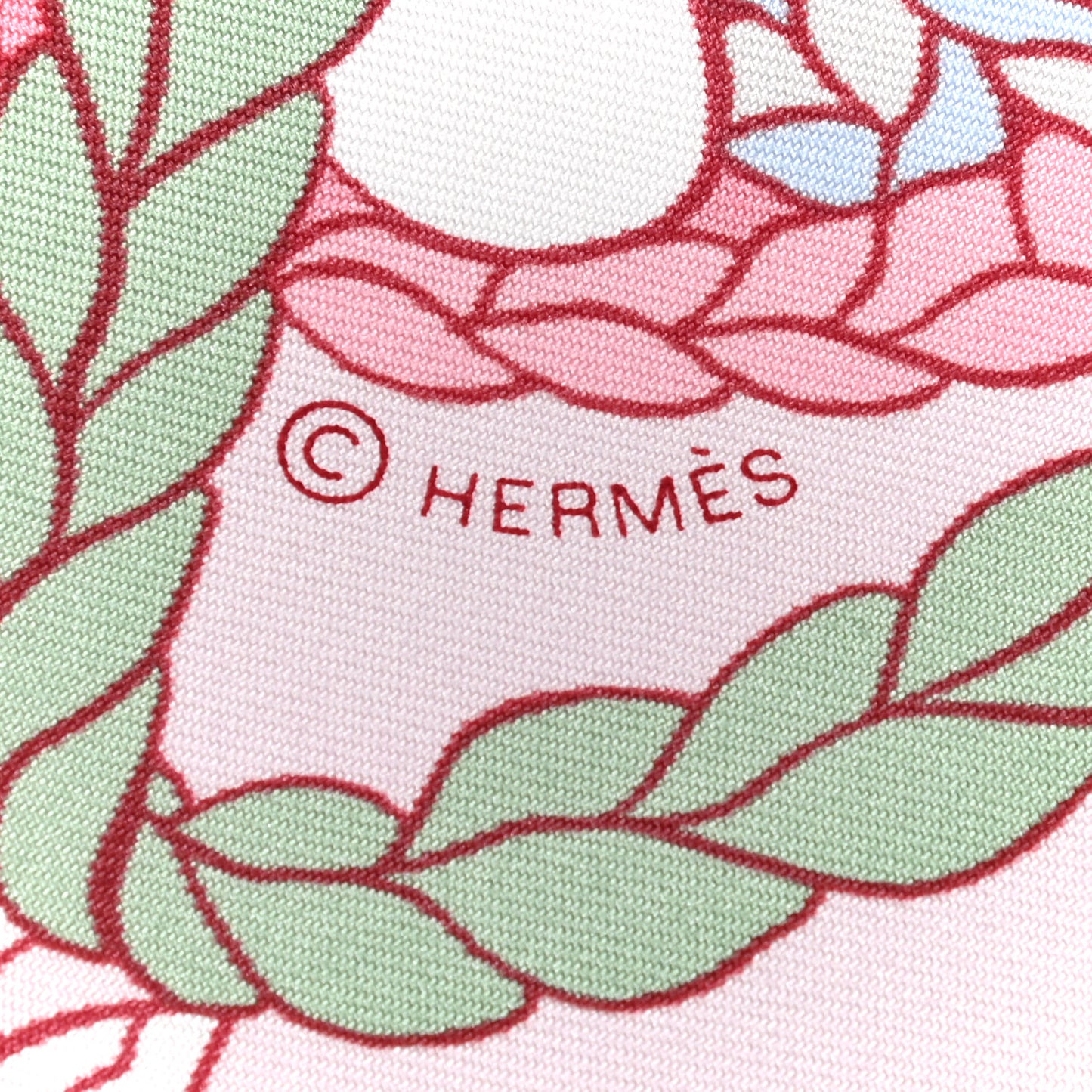 Silk Le Timbalier Scarf 90 Rose Pale Vert Amande