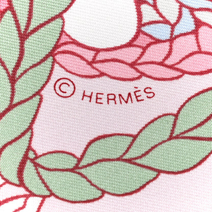 Hermes Silk Le Timbalier Scarf 90 Rose Pale Vert Amande 3 of 4