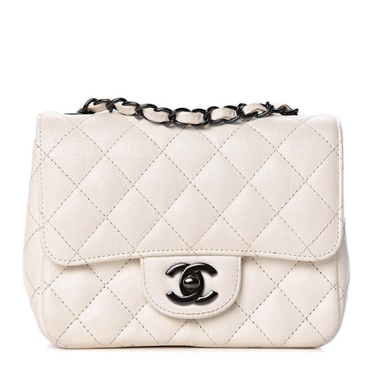 Chanel Crumpled Calfskin Quilted Mini Square Flap White 1 of 12