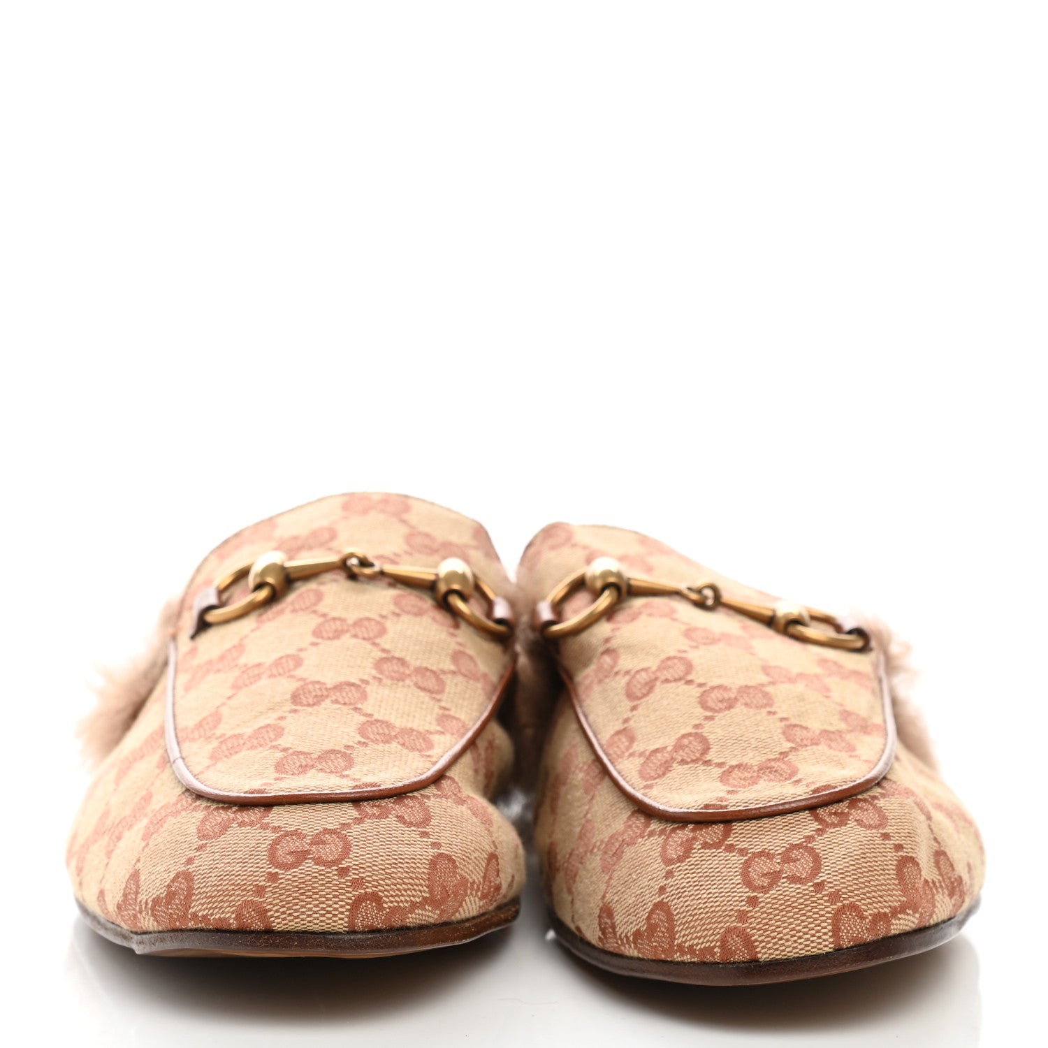 Gucci GG Monogram Fur Mens Princetown Slippers 7 Beige Ruggine Rust 2 of 10