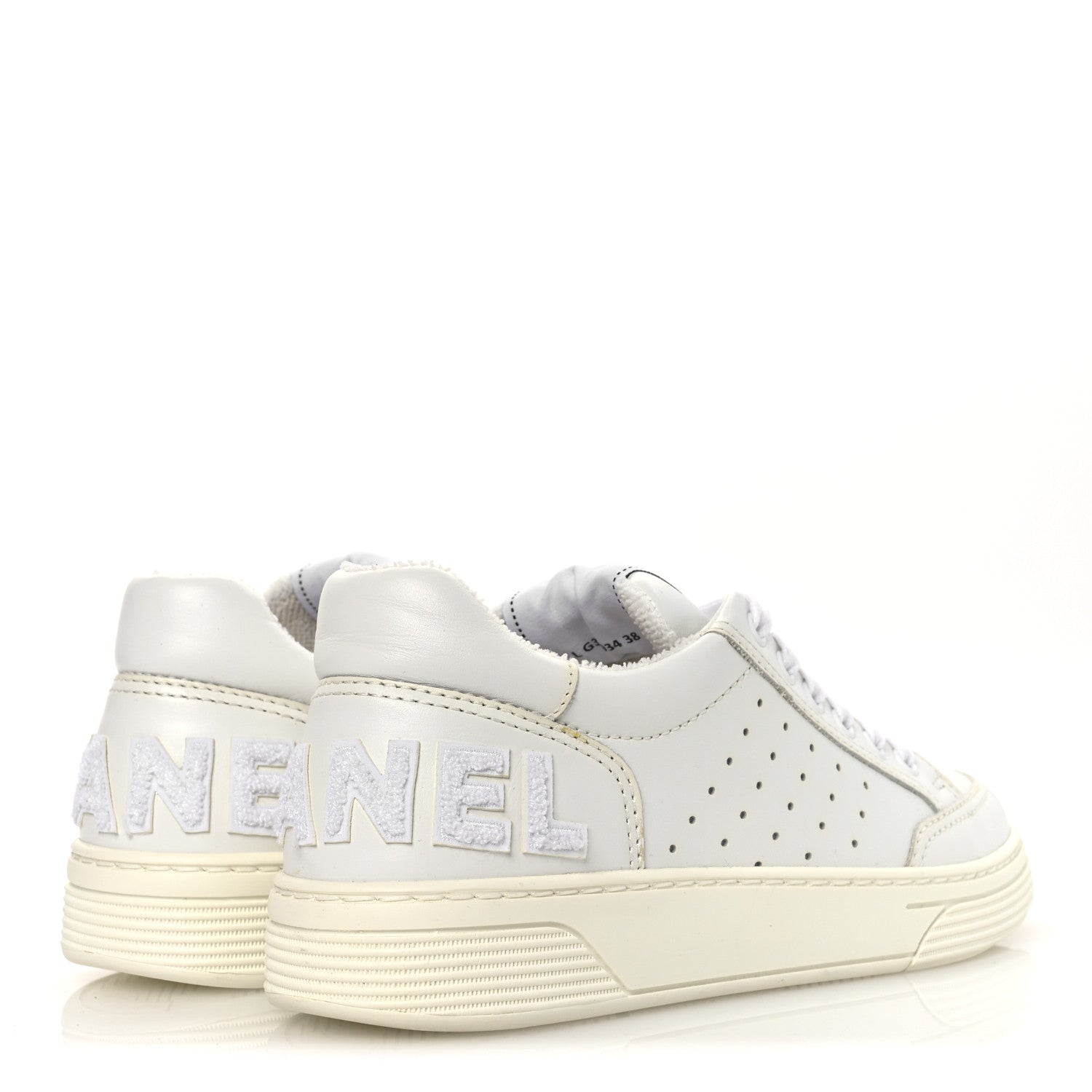 Chanel Calfskin Womens Logo Sneakers 38 White 5 of 11