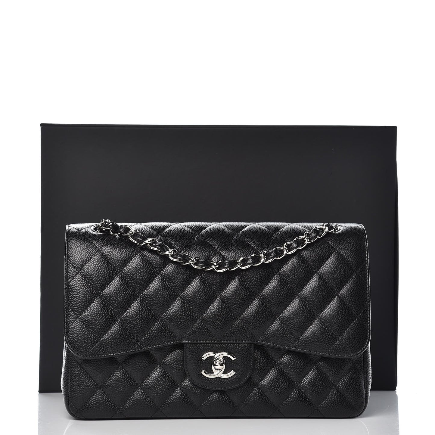 Caviar Quilted Jumbo Double Flap Black
