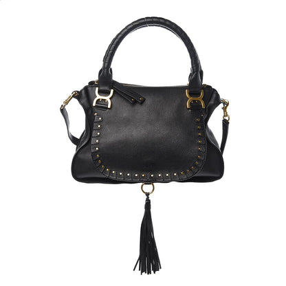 Chloe Calfskin Studded Medium Marcie Satchel Black 1 of 12