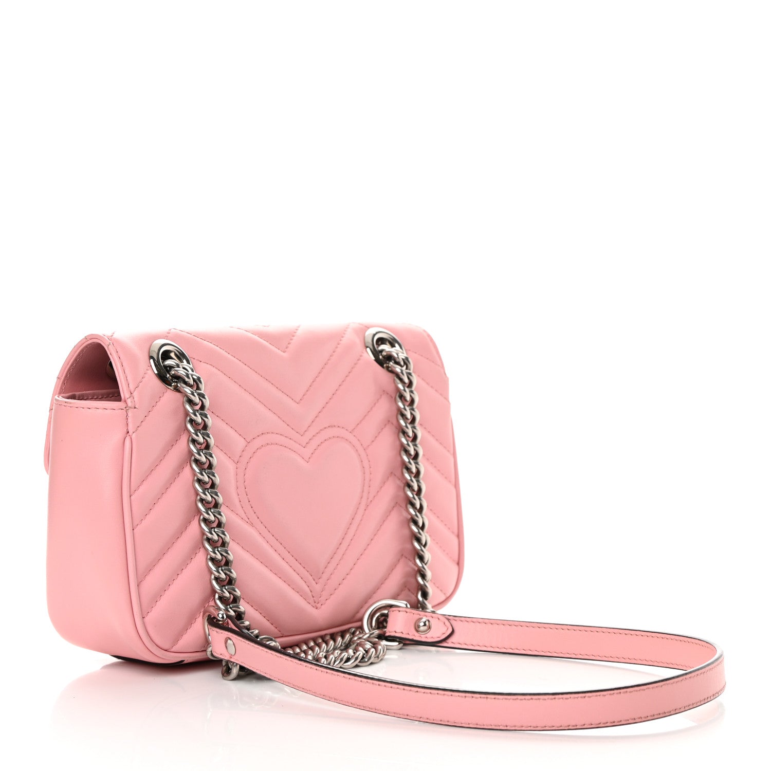 Gucci Calfskin Matelasse Mini GG Marmont Shoulder Bag Perfect Pink 3 of 21