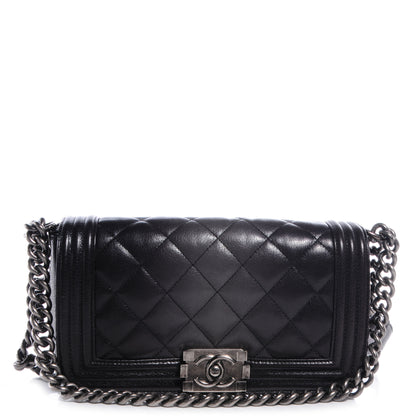 Chanel Calfskin Ombre Faded Quilted Medium Boy Flap Black Grey 1 of 8
