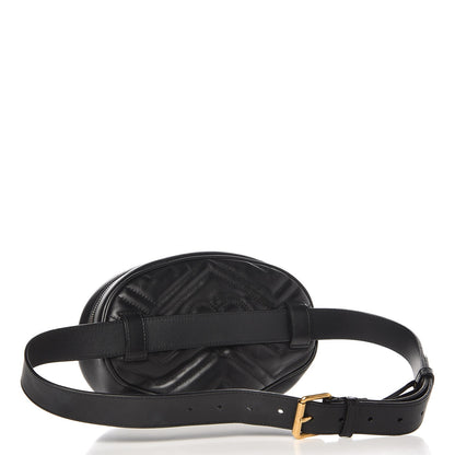 Gucci Calfskin Matelasse GG Marmont Belt Bag 85 34 Black 3 of 9