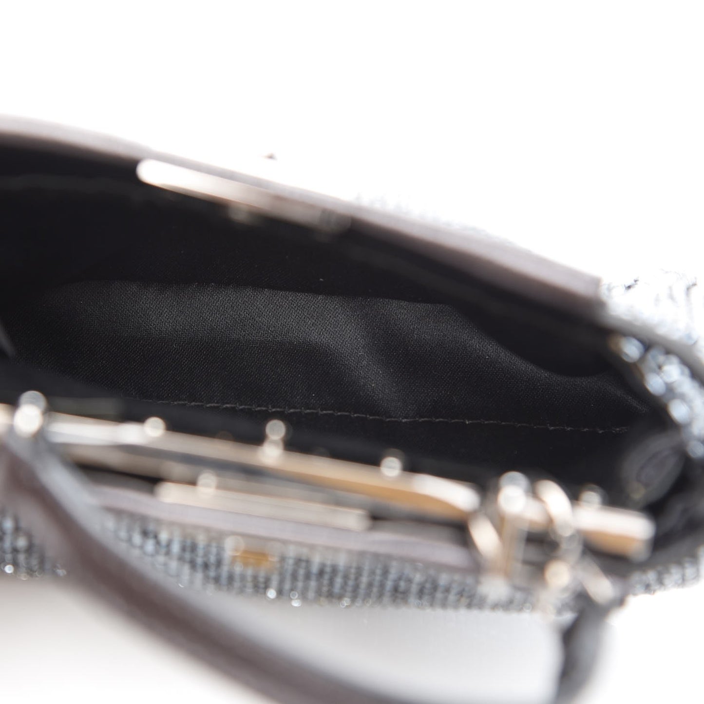 Laminated Goatskin Beaded Micro Peekaboo Iconic Satchel Canna di Fucile Black