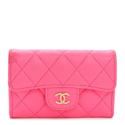 Chanel Caviar Quilted Flap Card Holder Wallet Fuchsia 1 of 10