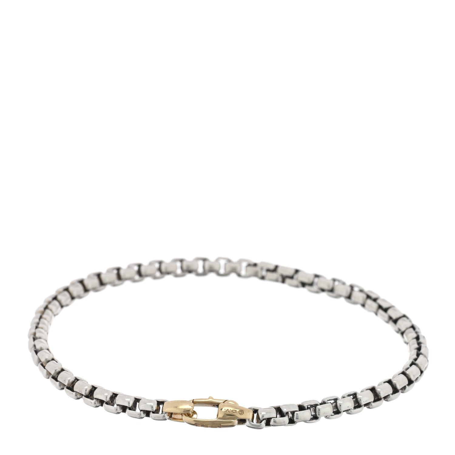 David Yurman Sterling Silver 14K Yellow Gold 4mm Box Chain Bracelet 2 of 3