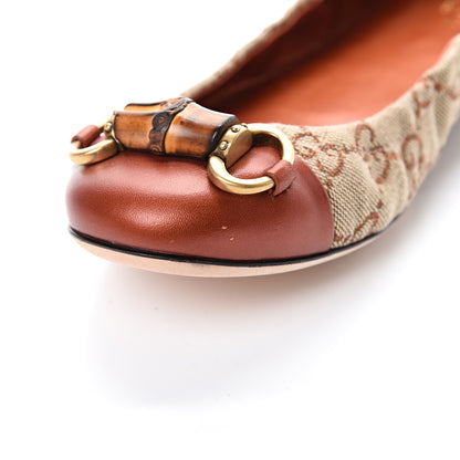 Gucci GG Monogram Miro Soft Calfskin Bamboo Ballet Flats 37 Beige Oxydus 10 of 10