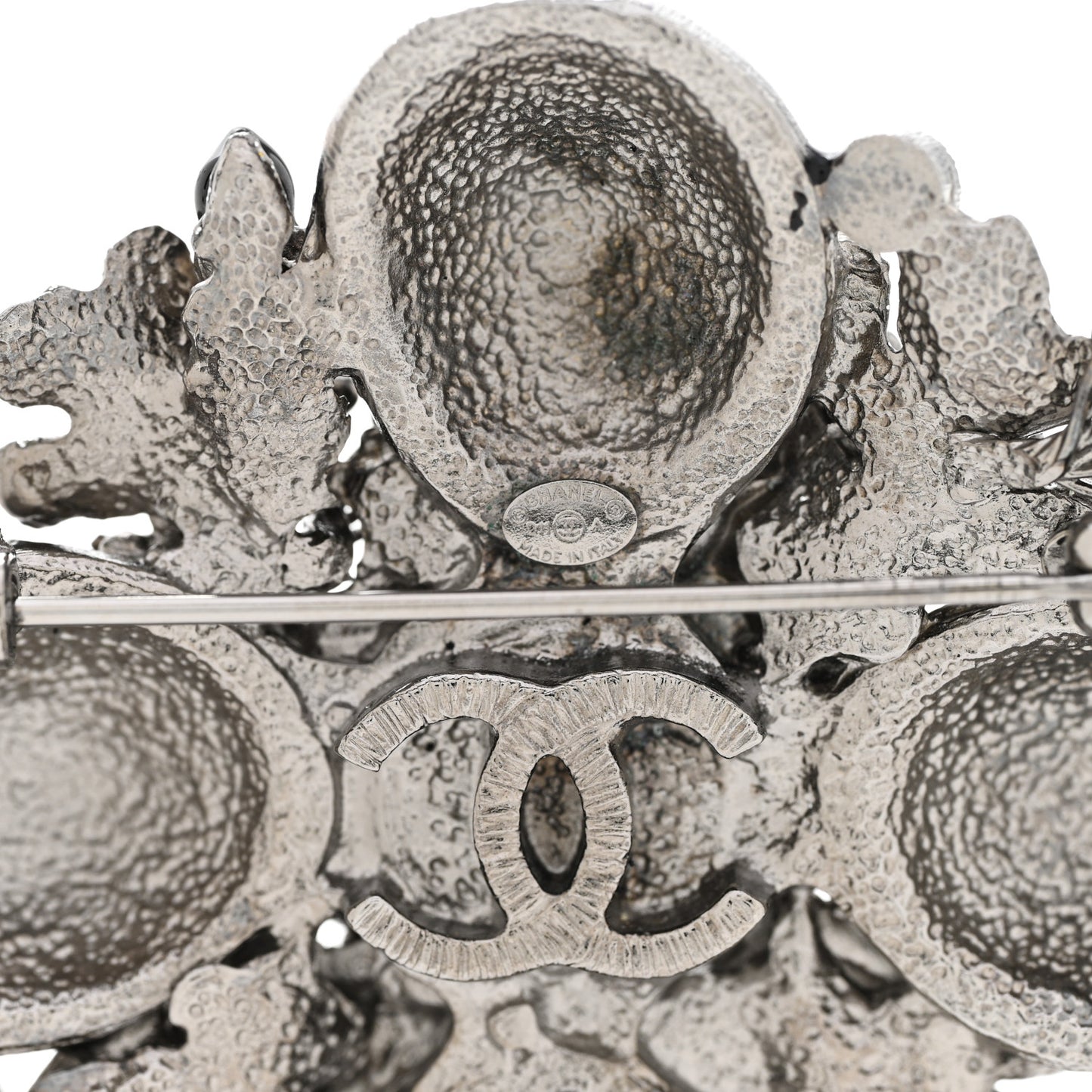 Ruthenium Resin CC Cross Brooch Silver